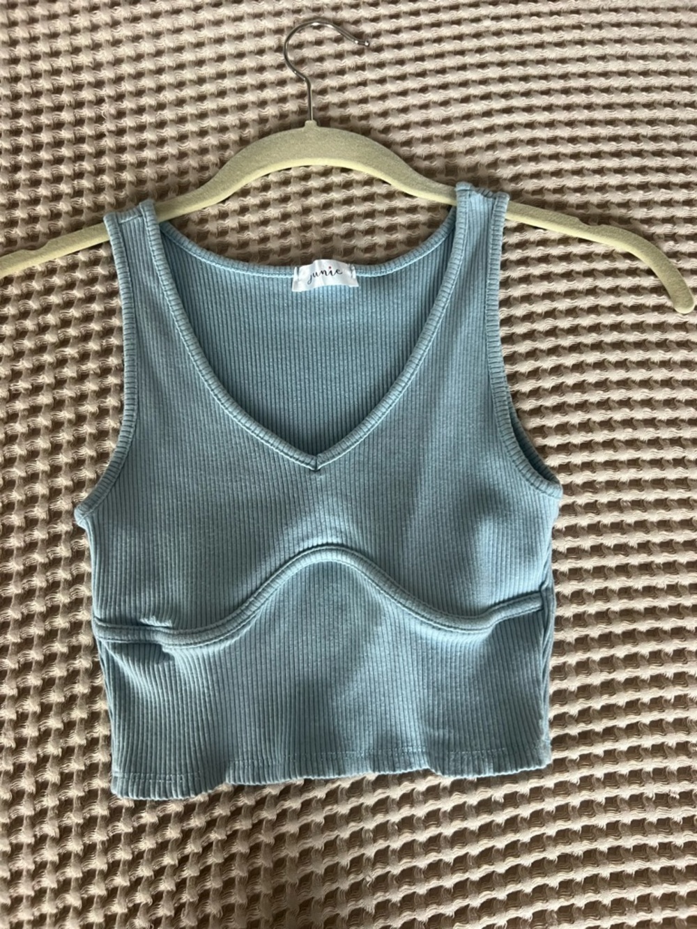 Sage Ribbed V-Neck Crop Tank